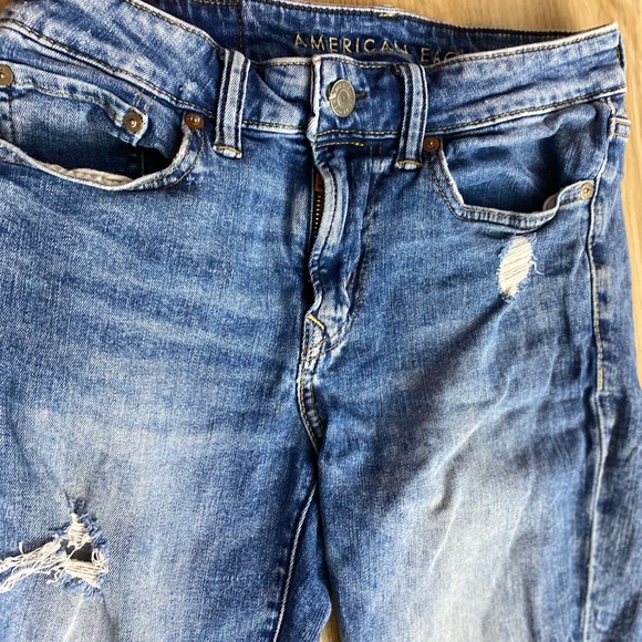 ❤️🤩American Eagle Super Skinny High Rise Flex Distressed Medium Faded Jeans - Picture 2 of 8